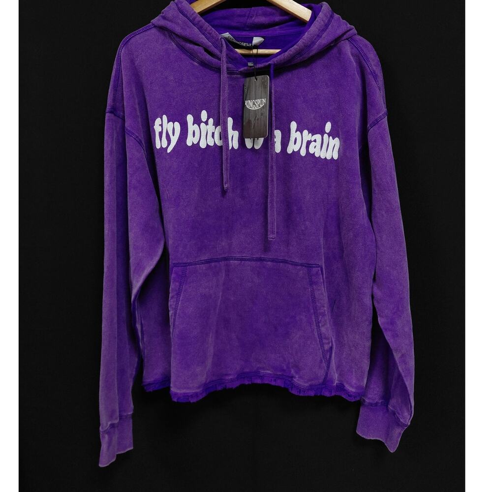NWT RINGSPUN Cotton Hoodie Purple Solid Knit Unisex Adults Size M